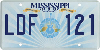 MS license plate LDF121