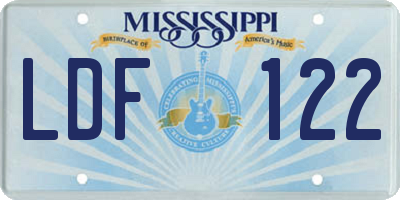 MS license plate LDF122