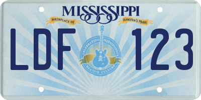 MS license plate LDF123