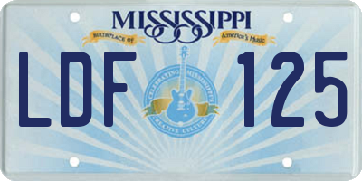 MS license plate LDF125
