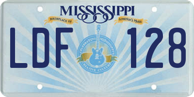 MS license plate LDF128
