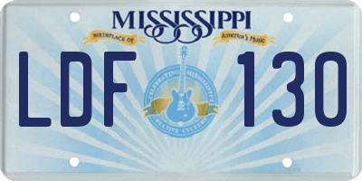 MS license plate LDF130