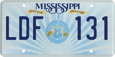 MS license plate LDF131