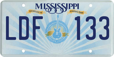 MS license plate LDF133