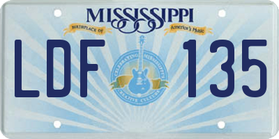MS license plate LDF135