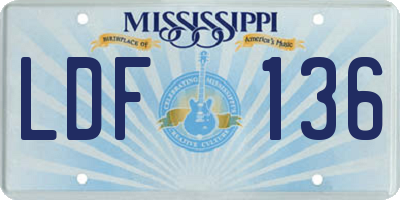 MS license plate LDF136