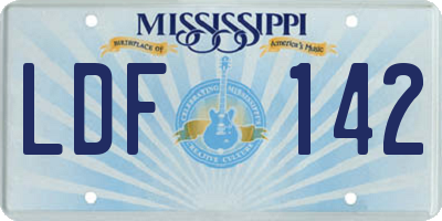 MS license plate LDF142