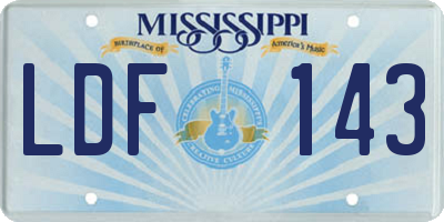MS license plate LDF143
