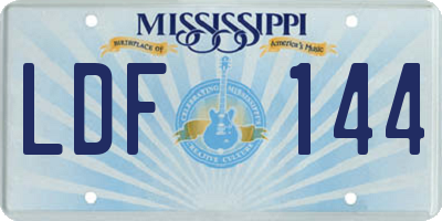 MS license plate LDF144