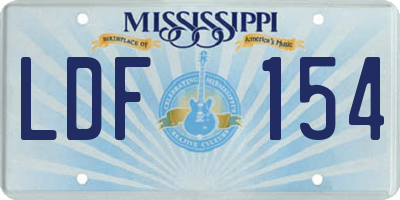 MS license plate LDF154