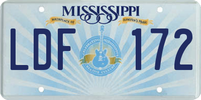 MS license plate LDF172