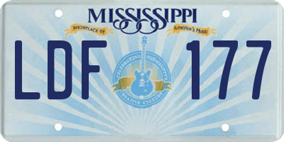 MS license plate LDF177