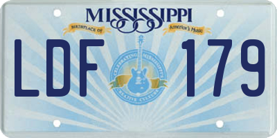 MS license plate LDF179