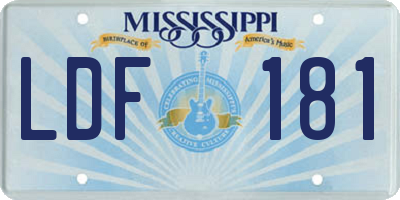 MS license plate LDF181