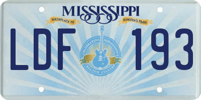 MS license plate LDF193