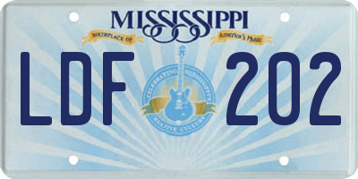 MS license plate LDF202