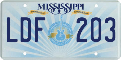 MS license plate LDF203