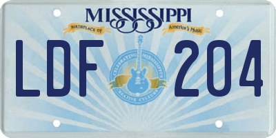 MS license plate LDF204