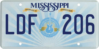 MS license plate LDF206