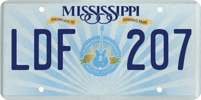 MS license plate LDF207