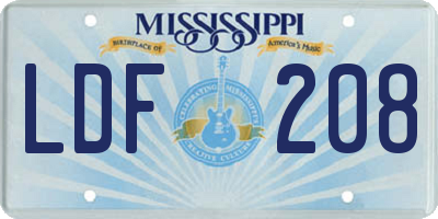 MS license plate LDF208
