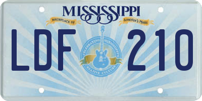 MS license plate LDF210
