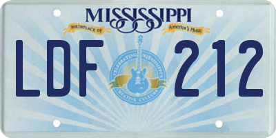 MS license plate LDF212