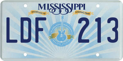 MS license plate LDF213