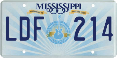 MS license plate LDF214