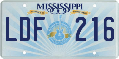 MS license plate LDF216