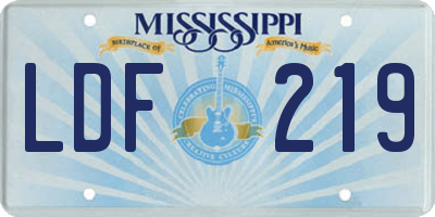 MS license plate LDF219