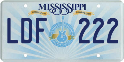 MS license plate LDF222