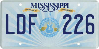 MS license plate LDF226