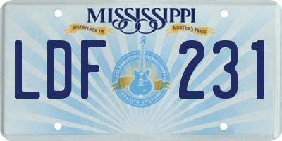 MS license plate LDF231
