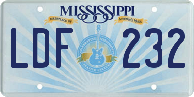 MS license plate LDF232