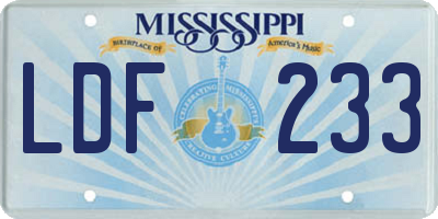 MS license plate LDF233