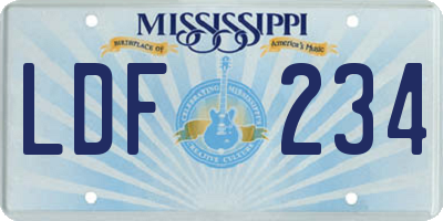 MS license plate LDF234
