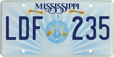 MS license plate LDF235