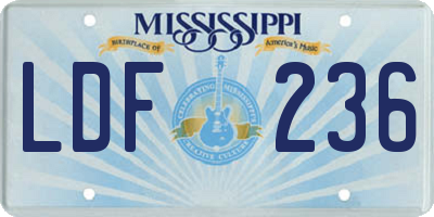 MS license plate LDF236