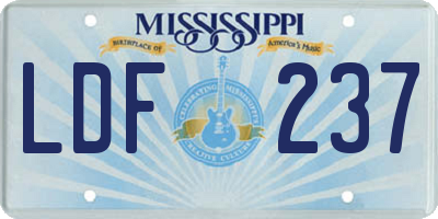 MS license plate LDF237