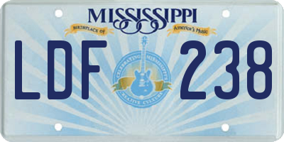 MS license plate LDF238