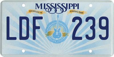MS license plate LDF239