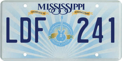 MS license plate LDF241