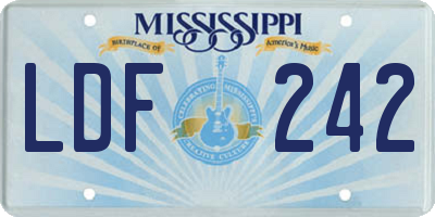 MS license plate LDF242