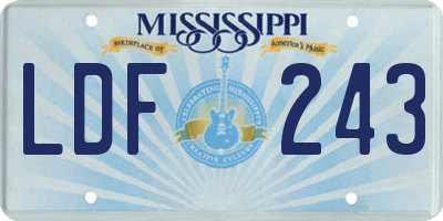 MS license plate LDF243