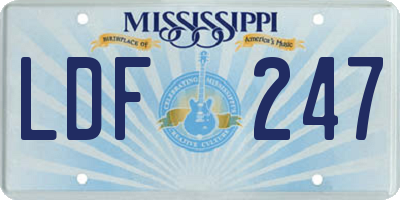 MS license plate LDF247