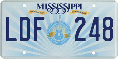 MS license plate LDF248
