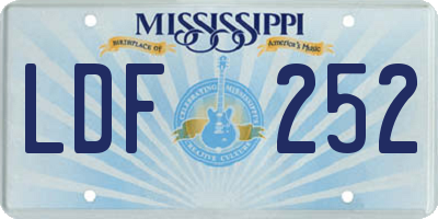 MS license plate LDF252