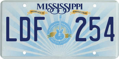 MS license plate LDF254