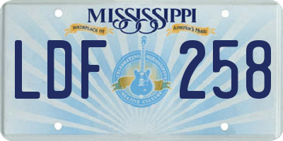 MS license plate LDF258